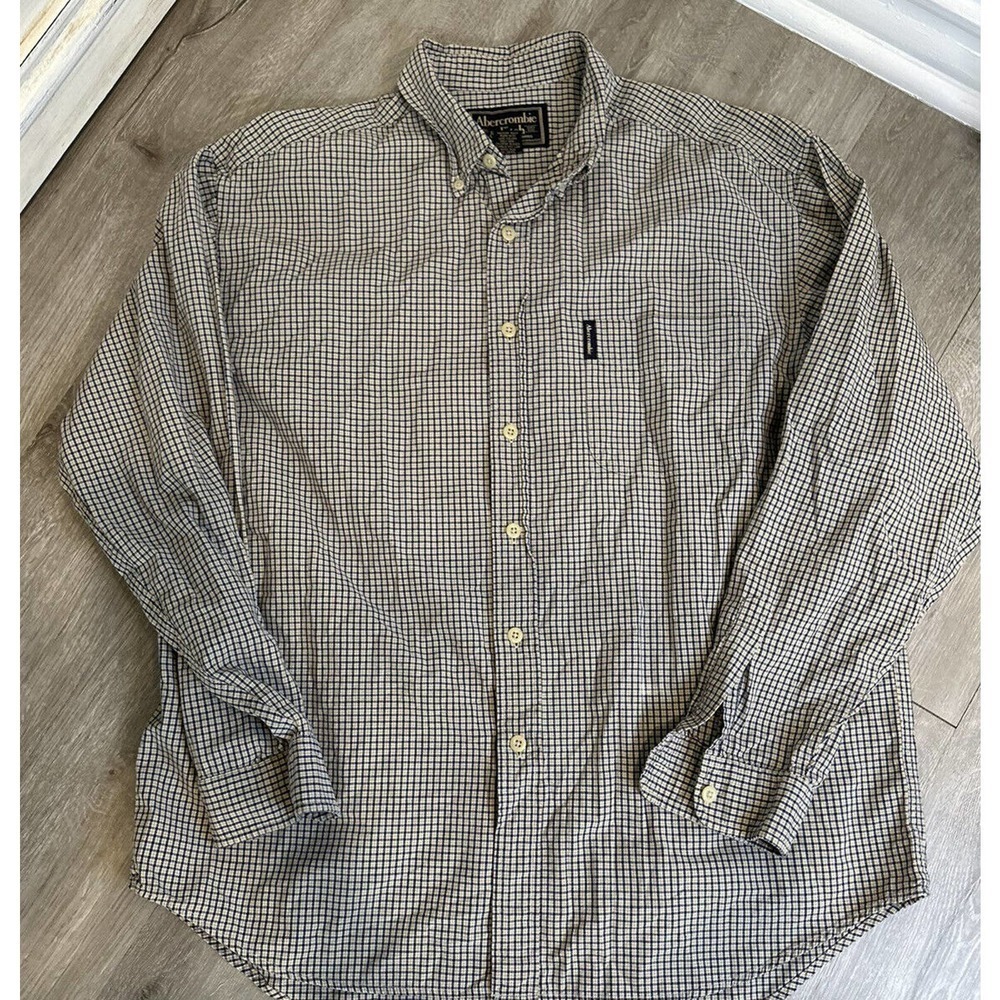 Men’s Abercrombie‎ & Fitch Cotton Medium Long Sleeve Button Down Blue Gold